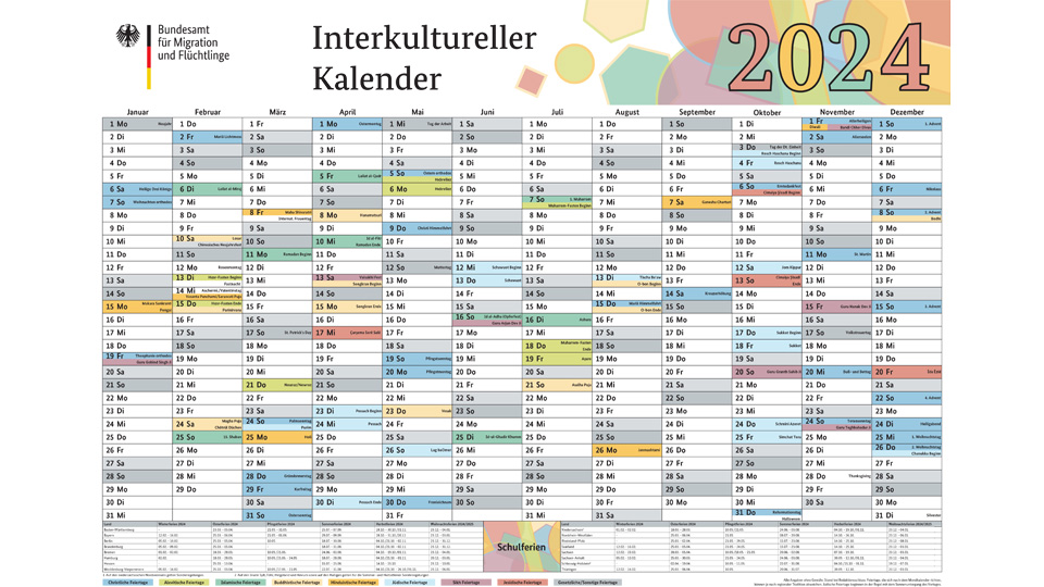 Grafik des Interkulturellen Kalenders 2024