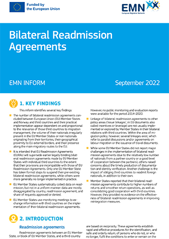 Cover EMN-Inform: Bilaterale Rückübernahmeübereinkommen Cover EMN-Inform: Bilaterale Rückübernahmeübereinkommen