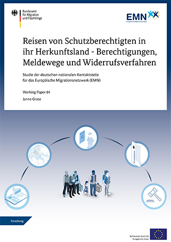 Cover: WP84 Reisen von Schutzberechtigten in ihr Herkunftsland (Quelle: BAMF) Cover: WP84 Reisen von Schutzberechtigten in ihr Herkunftsland