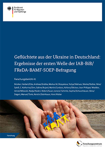 Cover Forschungsbericht 41: Geflüchtete aus der Ukraine in Deutschland (Quelle: BAMF (Coverbild: AdobeStock | Olga Yastremska, New Africa)) Cover Forschungsbericht 41: Geflüchtete aus der Ukraine in Deutschland