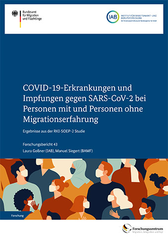 Cover Forschungsbericht 43: COVID-19-Erkrankungen und Impfungen gegen SARS-CoV-2 bei Personen mit und Personen ohne Migrationserfahrung