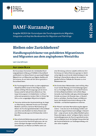 Cover Kurzanalyse 6|2024 (Source: © BAMF) Cover Kurzanalyse 6|2024