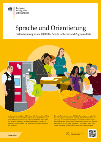 Cover: Flyer Erstorientierungskurse für Schutzsuchende und Zugewanderte (Quelle: © BAMF) Cover: Flyer Erstorientierungskurse für Schutzsuchende und Zugewanderte