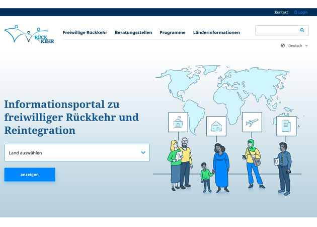 Startseite des Informationsportals www.returningfromgermany.de