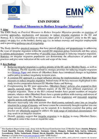 Cover: EMN Inform Practical Measures to Reduce Irregular Migration  Cover: EMN Inform Practical Measures to Reduce Irregular Migration